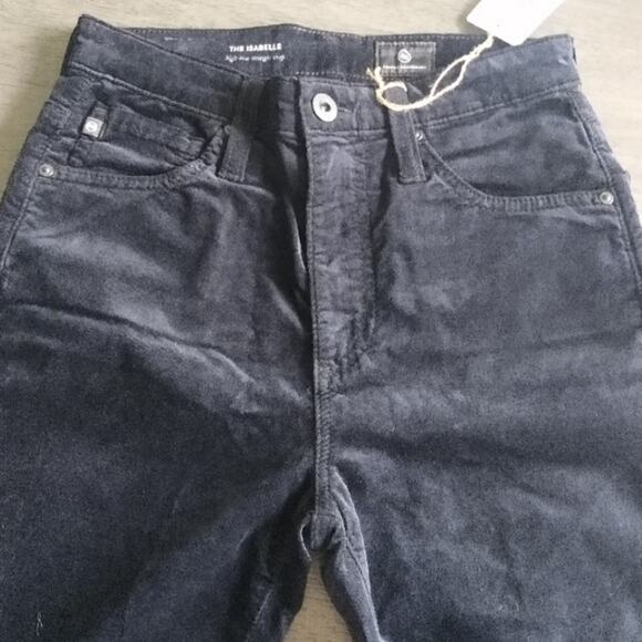 AG Adriano Goldschmied Isabelle Velvet Black High-Rise Straight Crop Size 23R - Picture 8 of 16